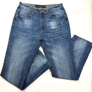 Truth Substance Med Blue Faded‎ Whiskered Mens Straight Leg Jeans Size 32/32